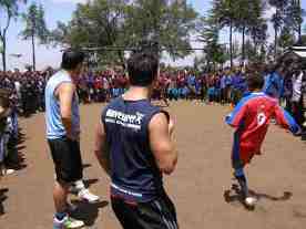 Playing football with the locals