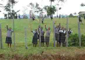 Kids waving goodbye from school 