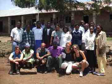 Volunteers with the school staff and workers